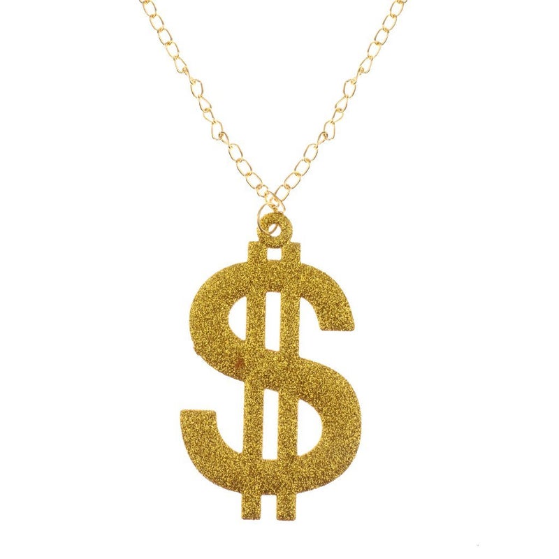 KODORIA 3pcs Golden Dollar Sign Money Pendant Necklace Glasses Ring Menâ€™s Funny Pimp Gangster Rapper Fancy Costume Prop - Image 4